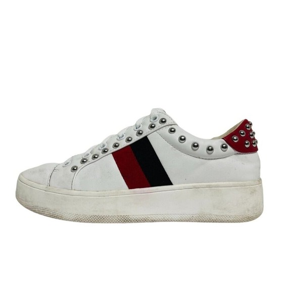 Steve Madden Belle Platform Sneakers Studded‎ Stripe Detail White Women's 6.5 - Picture 1 of 8